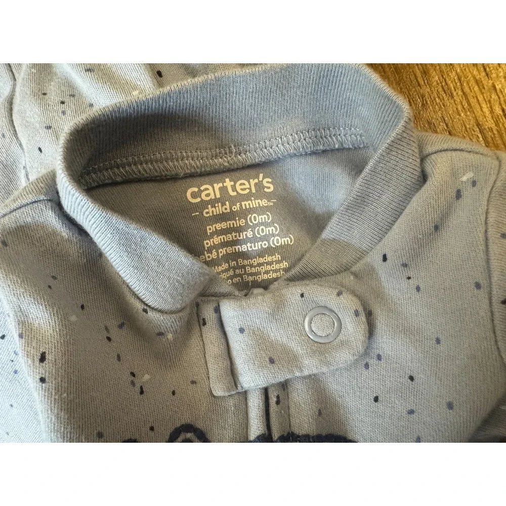 Carters Preemie Baby Boy Sleeper Outfit Romper‎ Cotton Reborn Doll Speckled Bear